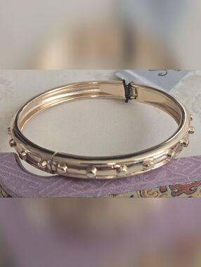 Sequin Gold Bangle Bracelet with Stud Detail